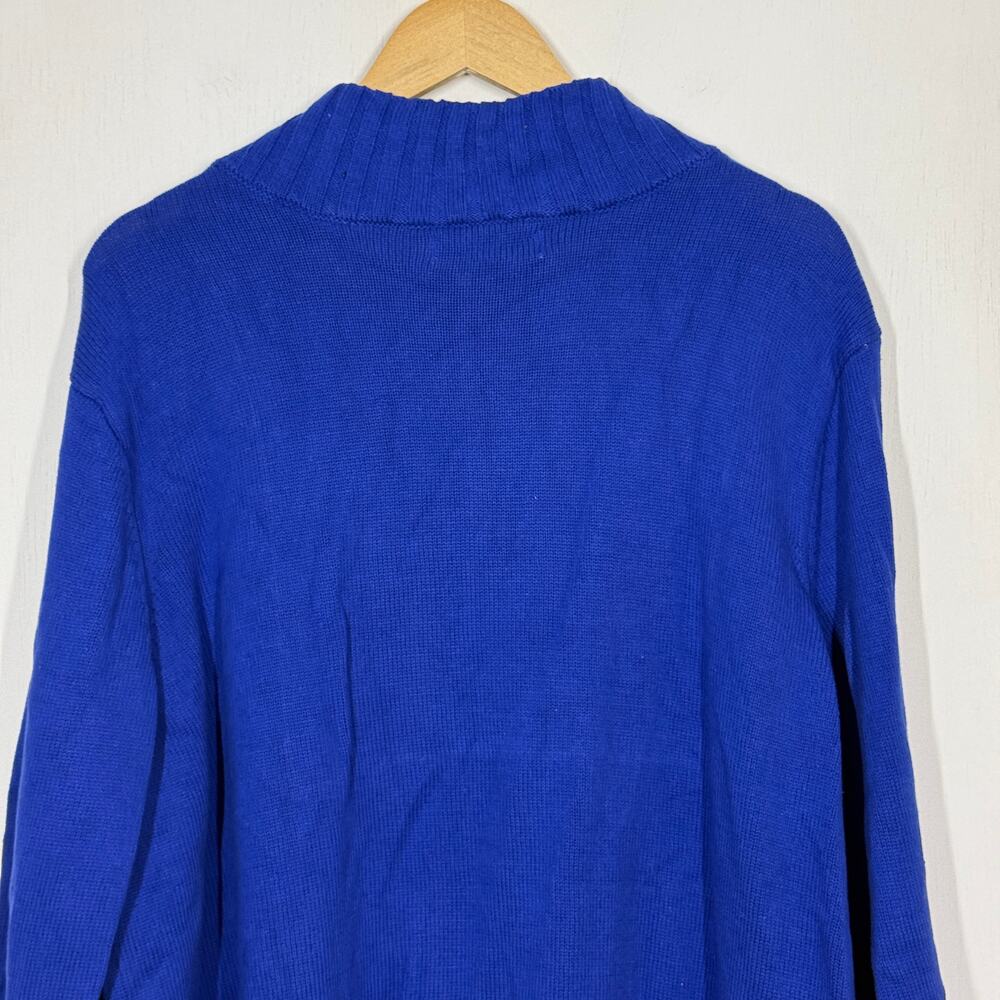 Karen Scott Cable Knit Sweater NWT Womens Size 2X Blue 1/4 Zip Mock Neck Preppy - Picture 6 of 9